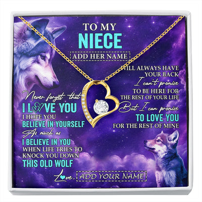 Forever Love Necklace 18K Yellow Gold Finish | 1 | Personalized To My Niece Necklace From Aunt Uncle Wolf Never Forget I Love You Niece Birthday Gifts Graduation Christmas Custom Gift Box Message Card Shirt & Hoodie | https://siriusteestore.