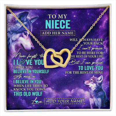 Interlocking Hearts Necklace 18K Yellow Gold Finish | 1 | Personalized To My Niece Necklace From Aunt Uncle Wolf Never Forget I Love You Niece Birthday Gifts Graduation Christmas Custom Gift Box Message Card Shirt & Hoodie | https://siriusteestore.
