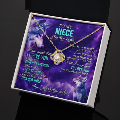 Love Knot Necklace 18K Yellow Gold Finish | 2 | Personalized To My Niece Necklace From Aunt Uncle Wolf Never Forget I Love You Niece Birthday Gifts Graduation Christmas Custom Gift Box Message Card Shirt & Hoodie | https://siriusteestore.
