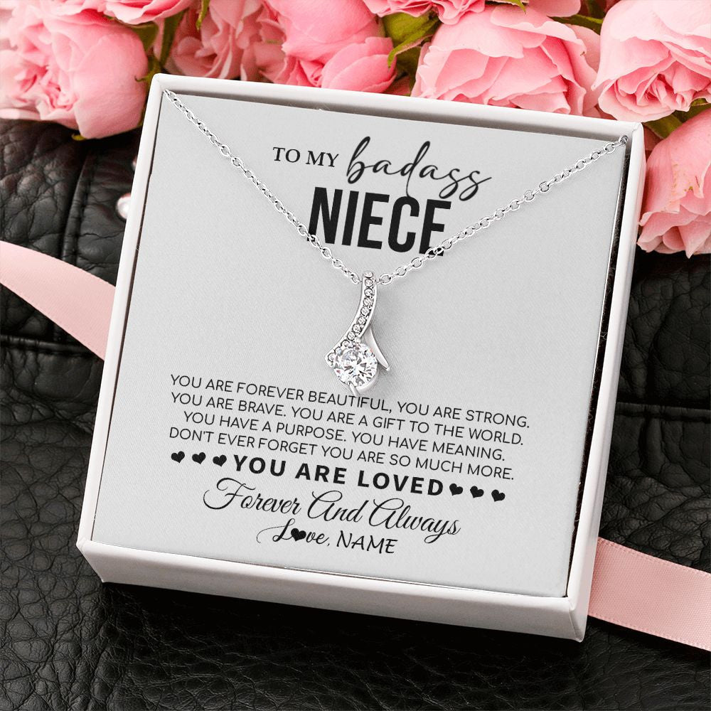 Alluring Beauty Necklace | Personalized To My Niece Necklace From Aunt Uncle You Are Forever Beautiful Niece Birthday Graduation Christmas Customized Gift Box Message Card | siriusteestore