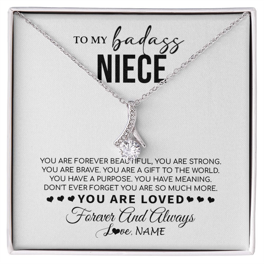 Alluring Beauty Necklace | Personalized To My Niece Necklace From Aunt Uncle You Are Forever Beautiful Niece Birthday Graduation Christmas Customized Gift Box Message Card | siriusteestore