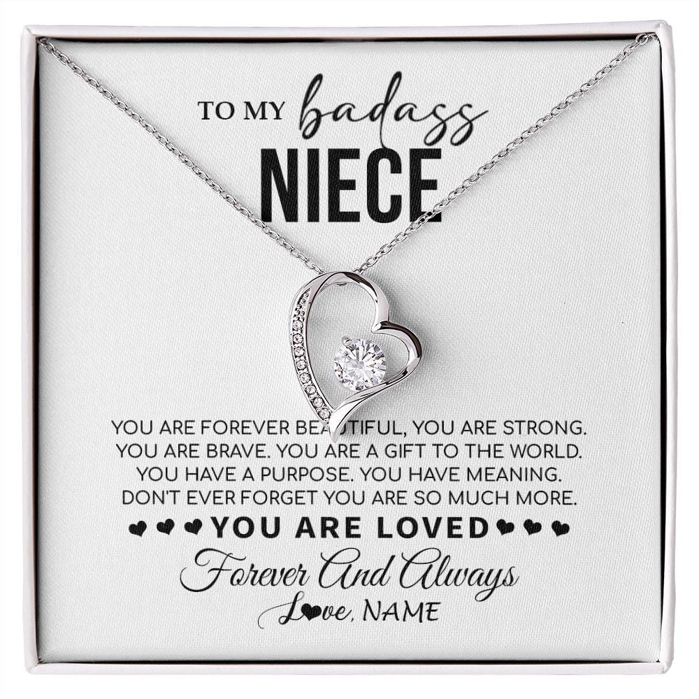 Forever Love Necklace | Personalized To My Niece Necklace From Aunt Uncle You Are Forever Beautiful Niece Birthday Graduation Christmas Customized Gift Box Message Card | siriusteestore
