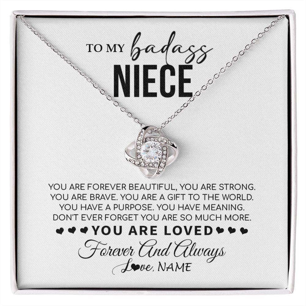 Love Knot Necklace | Personalized To My Niece Necklace From Aunt Uncle You Are Forever Beautiful Niece Birthday Graduation Christmas Customized Gift Box Message Card | siriusteestore