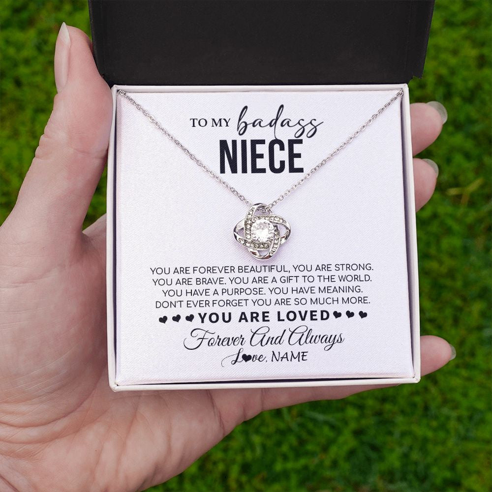 Love Knot Necklace | Personalized To My Niece Necklace From Aunt Uncle You Are Forever Beautiful Niece Birthday Graduation Christmas Customized Gift Box Message Card | siriusteestore