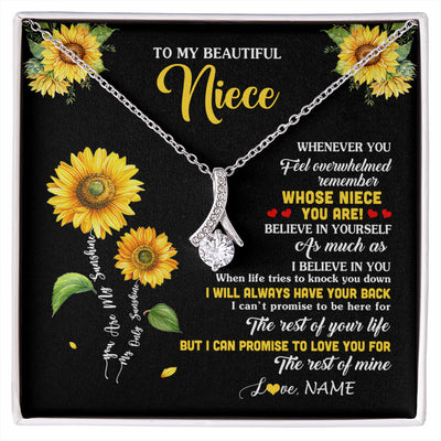 Alluring Beauty Necklace 14K White Gold Finish | 1 | Personalized To My Niece Necklace From Aunt Whenever You Feel Sunflower Niece Birthday Gifts Jewelry Graduation Christmas Customized Gift Box Message Card | siriusteestore