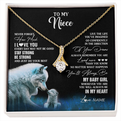 Alluring Beauty Necklace 18K Yellow Gold Finish | 1 | Personalized To My Niece Necklace From Aunt Wolf Never Forget How Much I Love You Niece Birthday Gifts Jewelry Christmas Customized Gift Box Message Card | siriusteestore