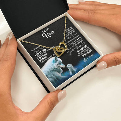 Interlocking Hearts Necklace 18K Yellow Gold Finish | 2 | Personalized To My Niece Necklace From Aunt Wolf Never Forget How Much I Love You Niece Birthday Gifts Jewelry Christmas Customized Gift Box Message Card | siriusteestore