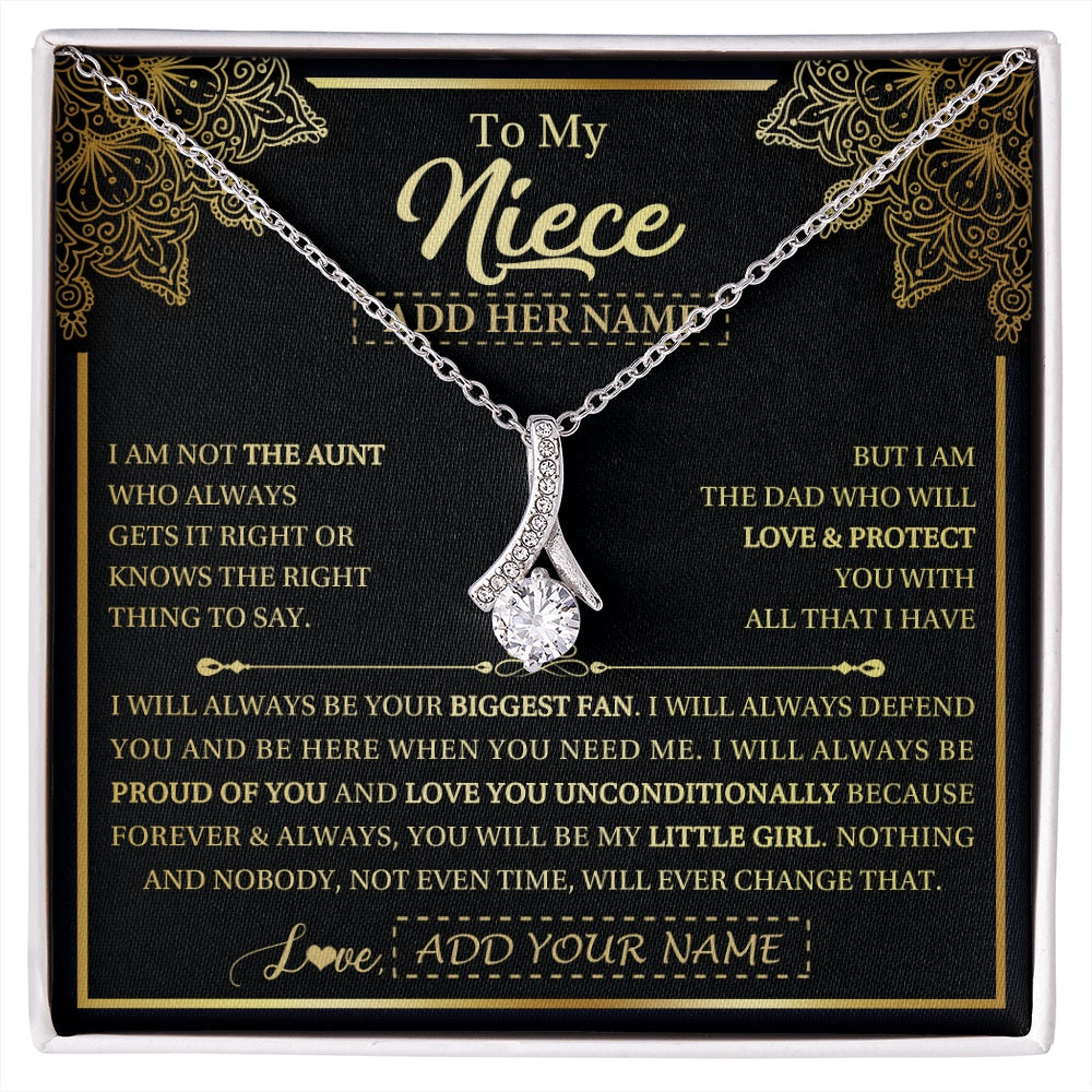 Alluring Beauty Necklace 14K White Gold Finish | 1 | Personalized To My Niece Necklace From Aunt Your Biggest Fan Birthday Gifts For Niece Gifts Graduation Christmas Jewelry Customized Gift Box Message Card | siriusteestore.myshopify