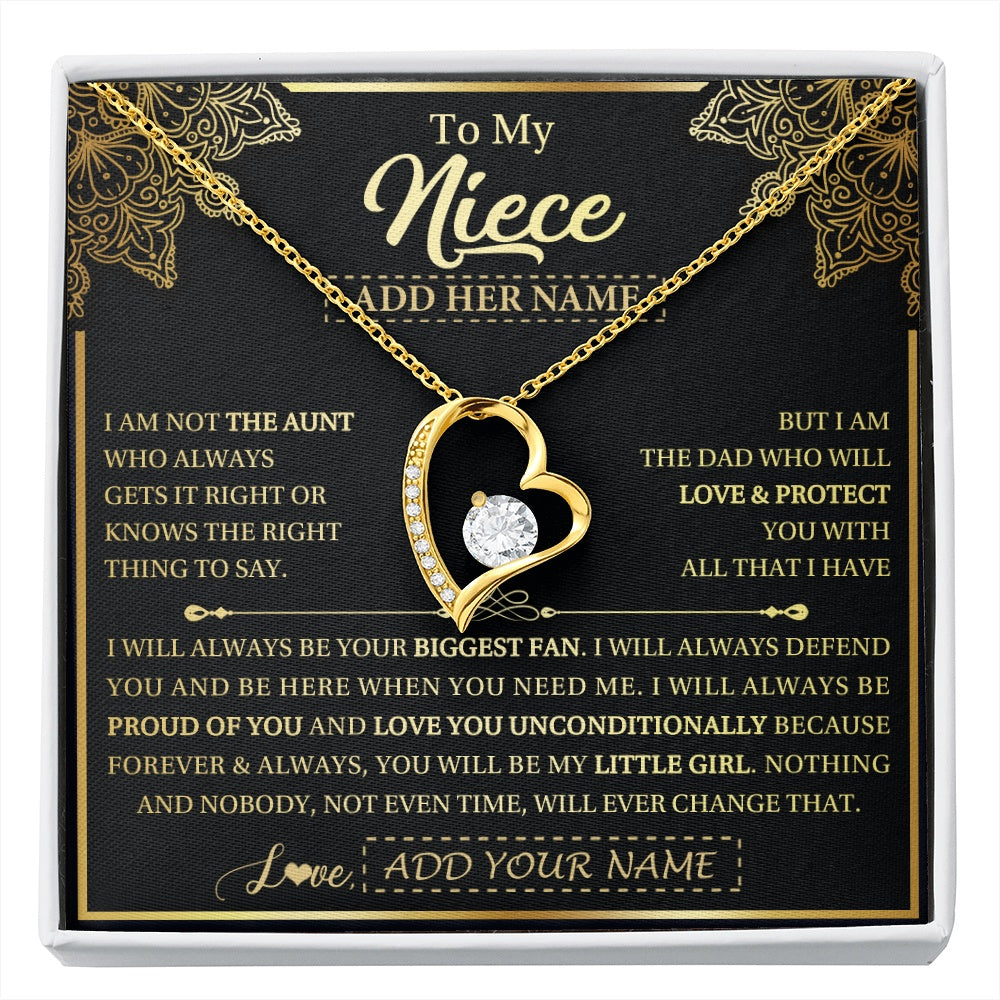 Forever Love Necklace 18K Yellow Gold Finish | 1 | Personalized To My Niece Necklace From Aunt Your Biggest Fan Birthday Gifts For Niece Gifts Graduation Christmas Jewelry Customized Gift Box Message Card | siriusteestore.myshopify