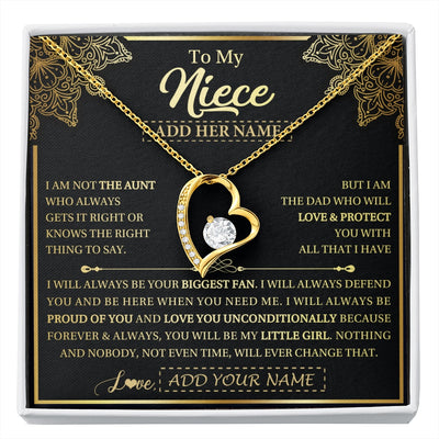 Forever Love Necklace 18K Yellow Gold Finish | 1 | Personalized To My Niece Necklace From Aunt Your Biggest Fan Birthday Gifts For Niece Gifts Graduation Christmas Jewelry Customized Gift Box Message Card | siriusteestore.myshopify