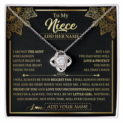 Love Knot Necklace 14K White Gold Finish | 1 | Personalized To My Niece Necklace From Aunt Your Biggest Fan Birthday Gifts For Niece Gifts Graduation Christmas Jewelry Customized Gift Box Message Card | siriusteestore.myshopify