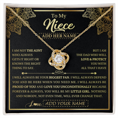 Love Knot Necklace 18K Yellow Gold Finish | 1 | Personalized To My Niece Necklace From Aunt Your Biggest Fan Birthday Gifts For Niece Gifts Graduation Christmas Jewelry Customized Gift Box Message Card | siriusteestore.myshopify