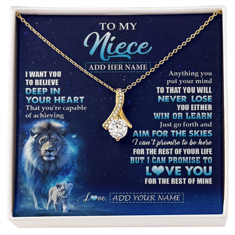 Alluring Beauty Necklace 18K Yellow Gold Finish | 1 | Personalized To My Niece Necklace From Uncle Believe Your Heart Niece Gift Birthday Graduation Christmas Customized Gift Box Message Card | siriusteestore.myshopify