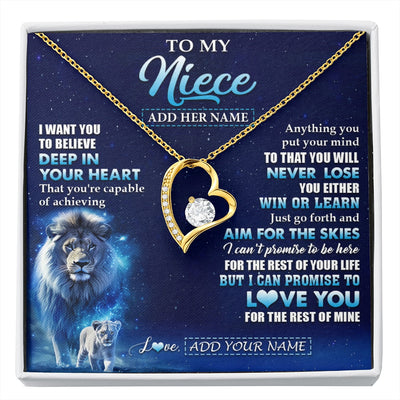 Forever Love Necklace 18K Yellow Gold Finish | 1 | Personalized To My Niece Necklace From Uncle Believe Your Heart Niece Gift Birthday Graduation Christmas Customized Gift Box Message Card | siriusteestore.myshopify