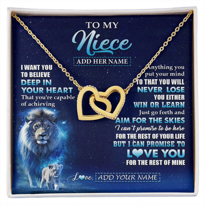 Interlocking Hearts Necklace 18K Yellow Gold Finish | 1 | Personalized To My Niece Necklace From Uncle Believe Your Heart Niece Gift Birthday Graduation Christmas Customized Gift Box Message Card | siriusteestore.myshopify