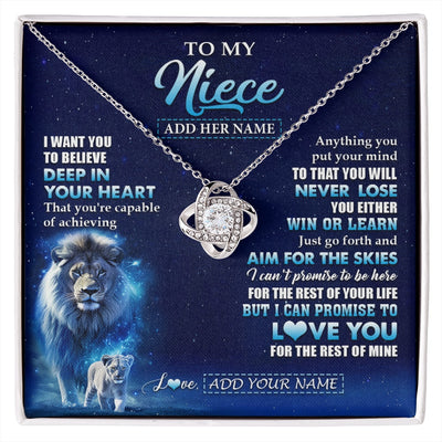 Love Knot Necklace 14K White Gold Finish | 1 | Personalized To My Niece Necklace From Uncle Believe Your Heart Niece Gift Birthday Graduation Christmas Customized Gift Box Message Card | siriusteestore.myshopify