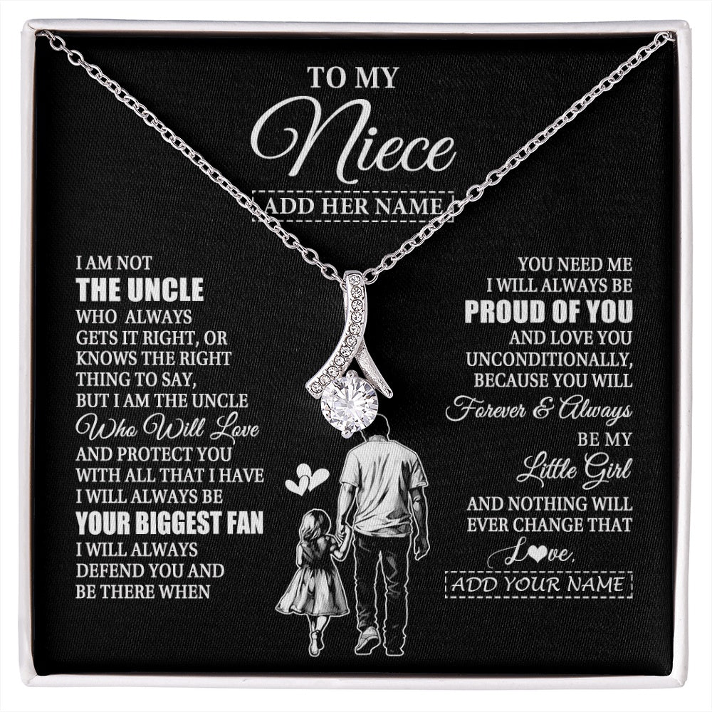 Alluring Beauty Necklace 14K White Gold Finish | 1 | Personalized To My Niece Necklace From Uncle Biggest Fan Birthday Gifts For Niece From Uncle Niece Graduation Christmas Customized Gift Box Message Card | siriusteestore.myshopify