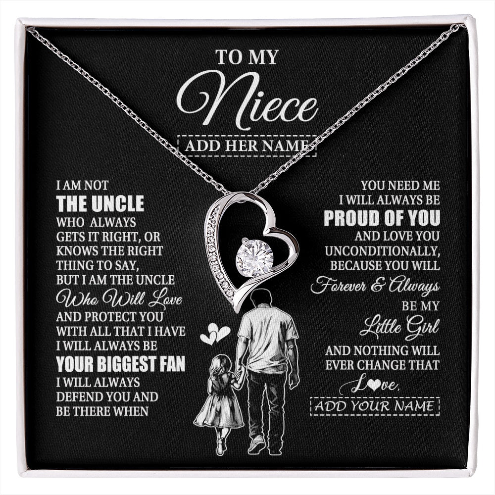Forever Love Necklace 14K White Gold Finish | 1 | Personalized To My Niece Necklace From Uncle Biggest Fan Birthday Gifts For Niece From Uncle Niece Graduation Christmas Customized Gift Box Message Card | siriusteestore.myshopify