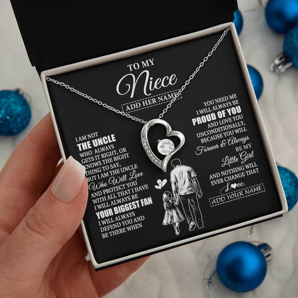 Forever Love Necklace 14K White Gold Finish | 2 | Personalized To My Niece Necklace From Uncle Biggest Fan Birthday Gifts For Niece From Uncle Niece Graduation Christmas Customized Gift Box Message Card | siriusteestore.myshopify