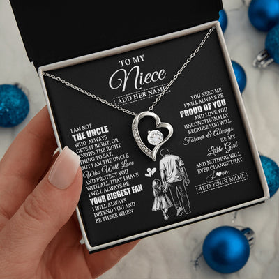 Forever Love Necklace 14K White Gold Finish | 2 | Personalized To My Niece Necklace From Uncle Biggest Fan Birthday Gifts For Niece From Uncle Niece Graduation Christmas Customized Gift Box Message Card | siriusteestore.myshopify