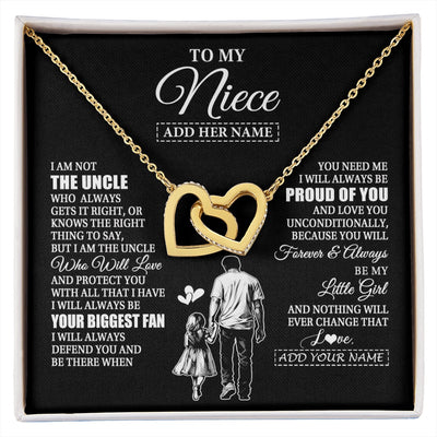 Interlocking Hearts Necklace 18K Yellow Gold Finish | 1 | Personalized To My Niece Necklace From Uncle Biggest Fan Birthday Gifts For Niece From Uncle Niece Graduation Christmas Customized Gift Box Message Card | siriusteestore.myshopify