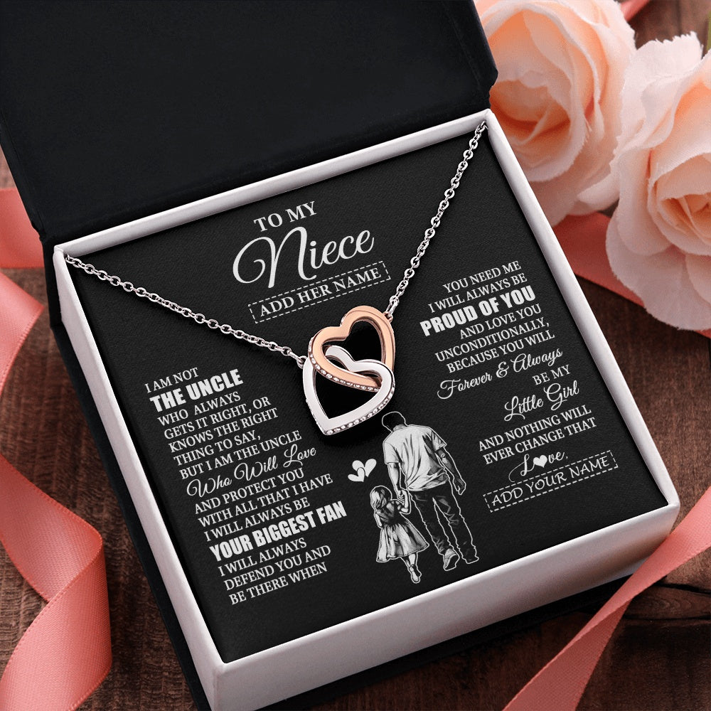 Interlocking Hearts Necklace Stainless Steel & Rose Gold Finish | 2 | Personalized To My Niece Necklace From Uncle Biggest Fan Birthday Gifts For Niece From Uncle Niece Graduation Christmas Customized Gift Box Message Card | siriusteestore.myshopify