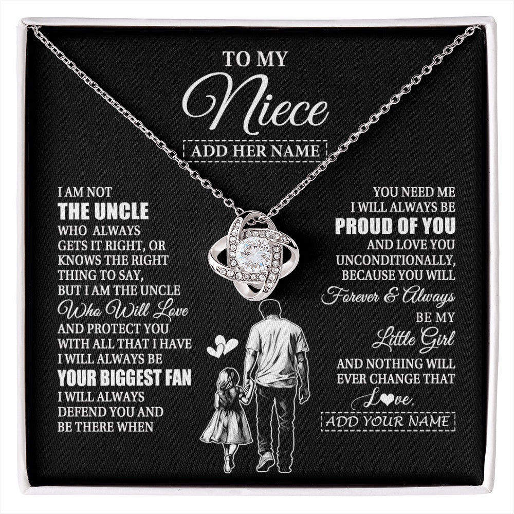 Love Knot Necklace 14K White Gold Finish | 1 | Personalized To My Niece Necklace From Uncle Biggest Fan Birthday Gifts For Niece From Uncle Niece Graduation Christmas Customized Gift Box Message Card | siriusteestore.myshopify