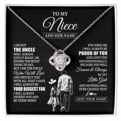 Love Knot Necklace 14K White Gold Finish | 1 | Personalized To My Niece Necklace From Uncle Biggest Fan Birthday Gifts For Niece From Uncle Niece Graduation Christmas Customized Gift Box Message Card | siriusteestore.myshopify