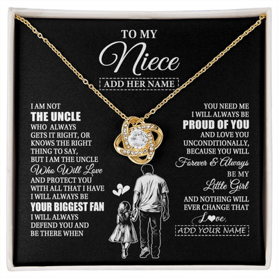 Love Knot Necklace 18K Yellow Gold Finish | 1 | Personalized To My Niece Necklace From Uncle Biggest Fan Birthday Gifts For Niece From Uncle Niece Graduation Christmas Customized Gift Box Message Card | siriusteestore.myshopify