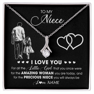 Alluring Beauty Necklace 14K White Gold Finish | 1 | Personalized To My Niece Necklace From Uncle I Love You Little Girl Niece Birthday Graduation Christmas Jewelry Customized Gift Box Message Card | siriusteestore