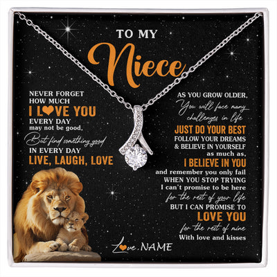 Alluring Beauty Necklace 14K White Gold Finish | 1 | Personalized To My Niece Necklace From Uncle Live Laugh Love Lion Niece Birthday Gifts Positive Graduation Christmas Customized Gift Box Message Card | siriusteestore