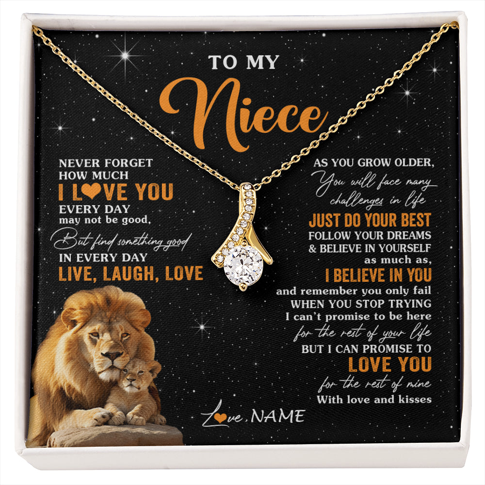 Alluring Beauty Necklace 18K Yellow Gold Finish | 1 | Personalized To My Niece Necklace From Uncle Live Laugh Love Lion Niece Birthday Gifts Positive Graduation Christmas Customized Gift Box Message Card | siriusteestore