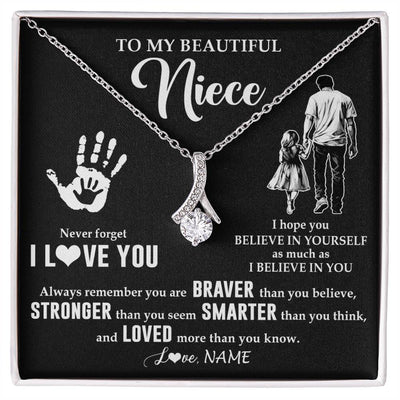 Alluring Beauty Necklace 14K White Gold Finish | 1 | Personalized To My Niece Necklace From Uncle Never Forget I Love You Niece Birthday Gifts Christmas New Year Graduation Customized Gift Box Message Card | siriusteestore