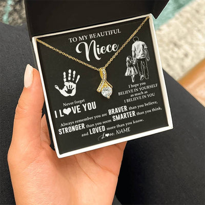 Alluring Beauty Necklace 18K Yellow Gold Finish | 2 | Personalized To My Niece Necklace From Uncle Never Forget I Love You Niece Birthday Gifts Christmas New Year Graduation Customized Gift Box Message Card | siriusteestore