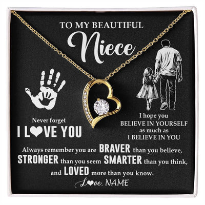 Forever Love Necklace 18K Yellow Gold Finish | 1 | Personalized To My Niece Necklace From Uncle Never Forget I Love You Niece Birthday Gifts Christmas New Year Graduation Customized Gift Box Message Card | siriusteestore