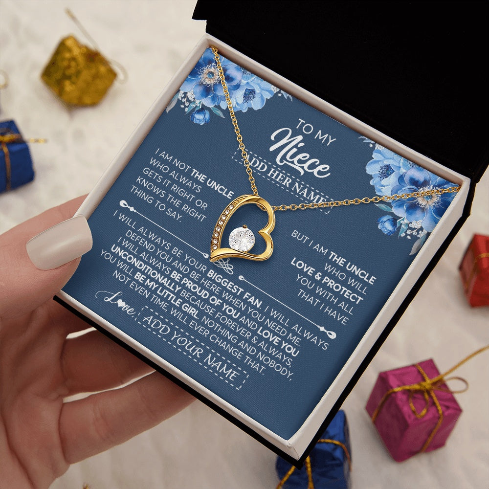 Forever Love Necklace 18K Yellow Gold Finish | 2 | Personalized To My Niece Necklace From Uncle Proud Of You Birthday Gifts For Niece Jewelry Gifts Graduation Christmas Customized Gift Box Message Card | https://siriusteestore.