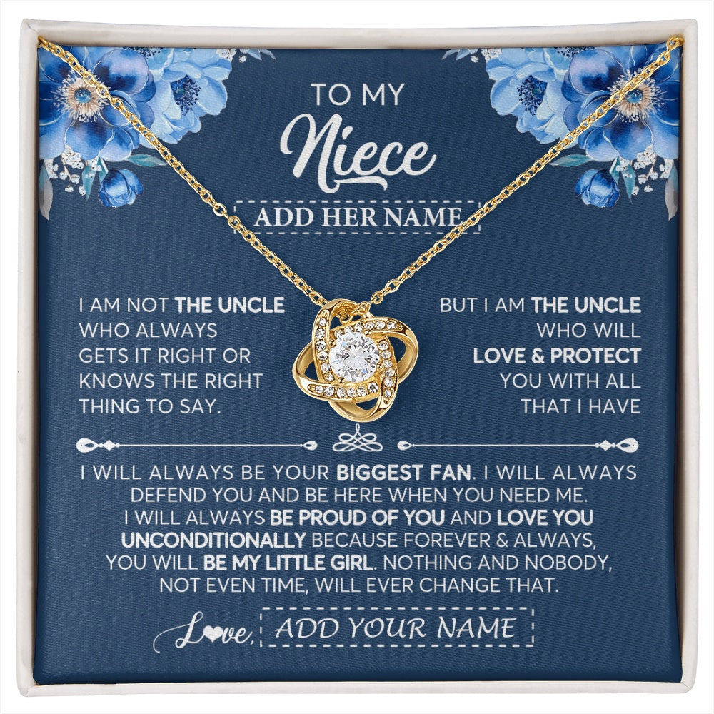 Love Knot Necklace 18K Yellow Gold Finish | 1 | Personalized To My Niece Necklace From Uncle Proud Of You Birthday Gifts For Niece Jewelry Gifts Graduation Christmas Customized Gift Box Message Card | https://siriusteestore.