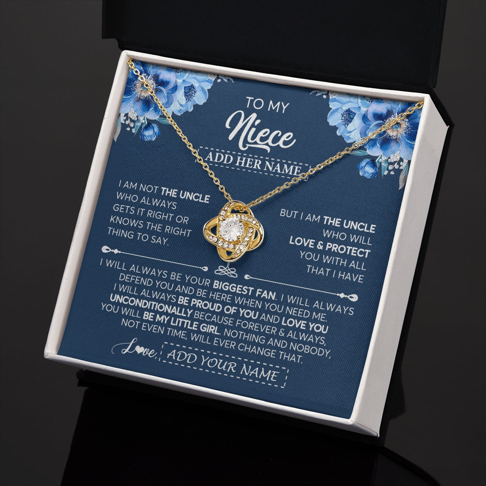 Love Knot Necklace 18K Yellow Gold Finish | 2 | Personalized To My Niece Necklace From Uncle Proud Of You Birthday Gifts For Niece Jewelry Gifts Graduation Christmas Customized Gift Box Message Card | https://siriusteestore.