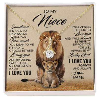 Alluring Beauty Necklace 18K Yellow Gold Finish | 1 | Personalized To My Niece Necklace From Uncle Sometimes It's Hard Lion Niece Gift Birthday Jewelry Graduation Christmas Customized Gift Box Message Card | siriusteestore