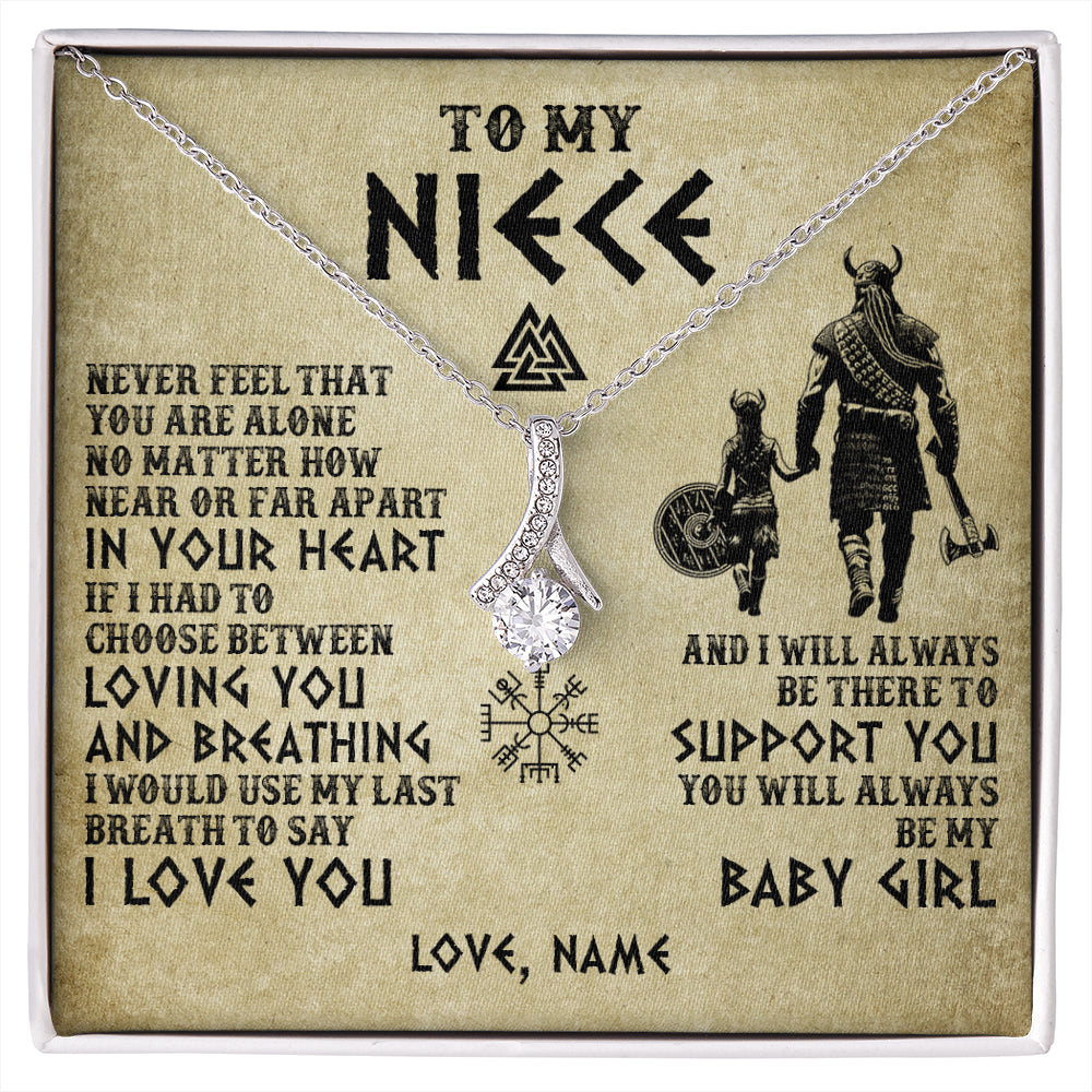 Alluring Beauty Necklace 14K White Gold Finish | 1 | Personalized To My Niece Necklace From Uncle Viking Never Feel That You Are Alone Viking Niece Birthday Gifts Jewelry Christmas Gift Box Message Card | siriusteestore