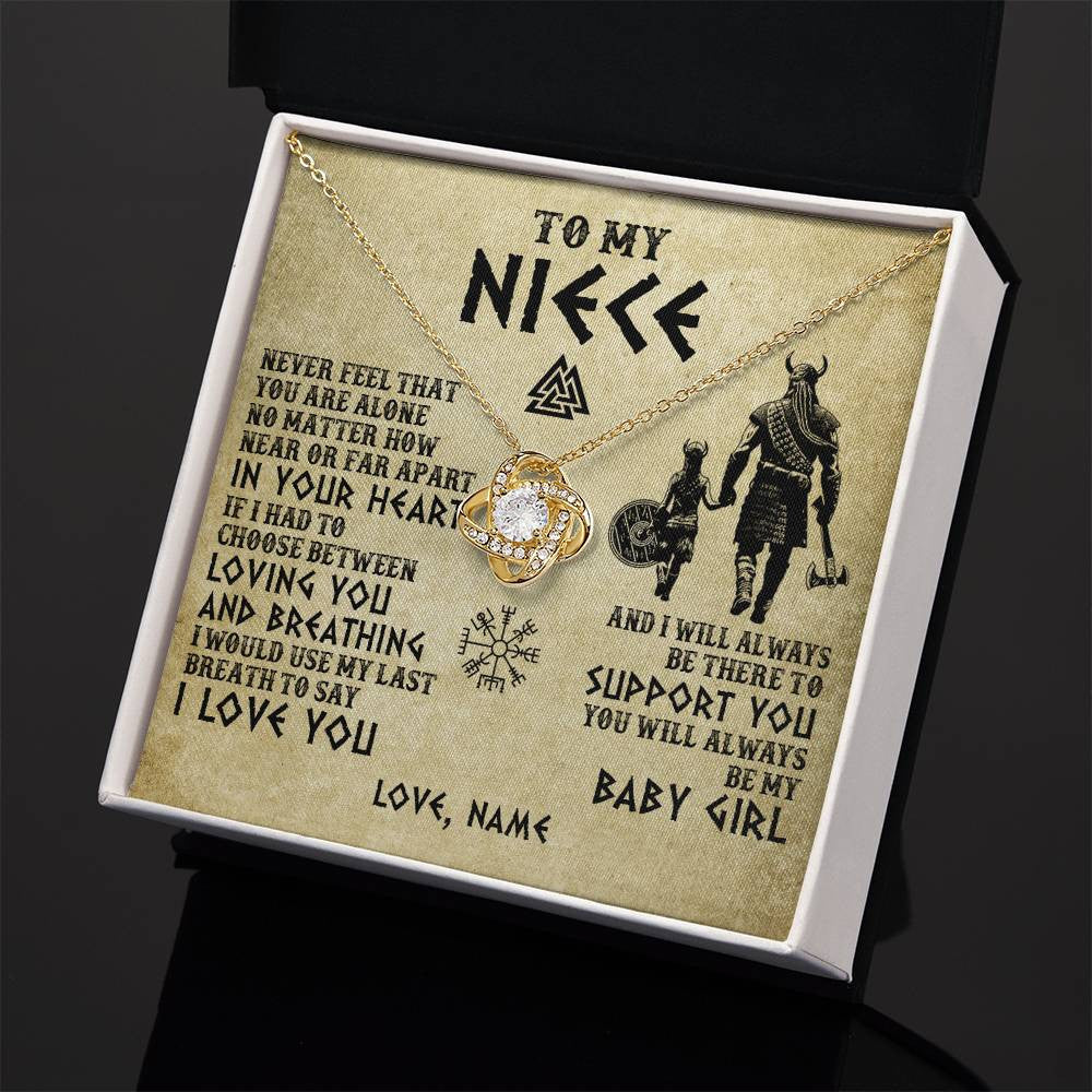 Love Knot Necklace 18K Yellow Gold Finish | 2 | Personalized To My Niece Necklace From Uncle Viking Never Feel That You Are Alone Viking Niece Birthday Gifts Jewelry Christmas Gift Box Message Card | siriusteestore