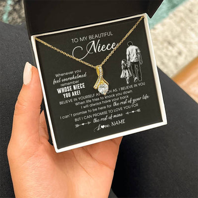 Alluring Beauty Necklace 18K Yellow Gold Finish | 2 | Personalized To My Niece Necklace From Uncle Whenever You Feel Overwhelmed Niece Pendant Jewelry Birthday Christmas Customized Message Card | siriusteestore