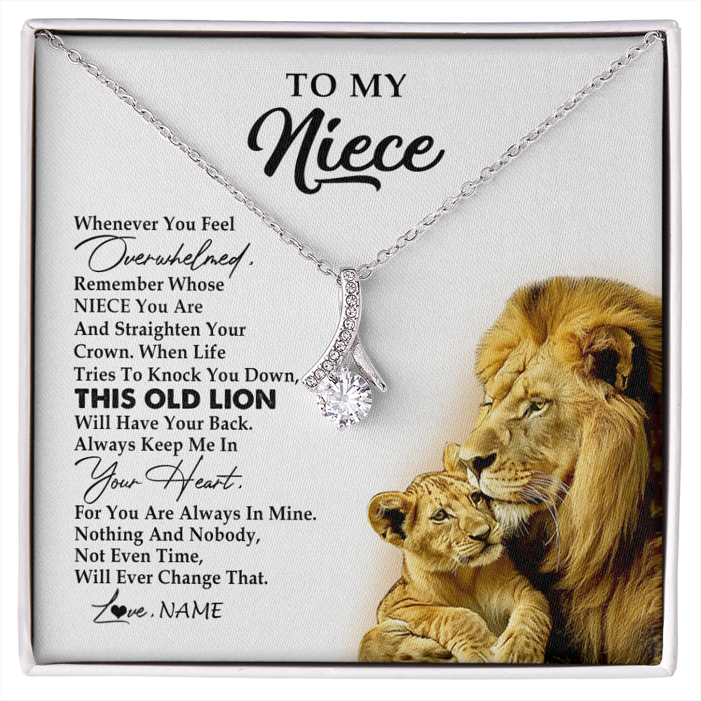 Alluring Beauty Necklace 14K White Gold Finish | 1 | Personalized To My Niece Necklace From Uncle Whenever You Fell Overwhelmed Lion Niece Pendant Birthday Graduation Christmas Customized Gift Box Message Card | siriusteestore