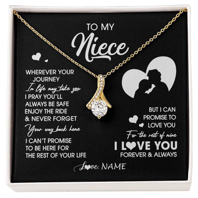 Alluring Beauty Necklace 18K Yellow Gold Finish | 1 | Personalized To My Niece Necklace From Uncle Wherever Your Journey Niece Birthday Gifts Jewelry Graduation Christmas Customized Gift Box Message Card | siriusteestore