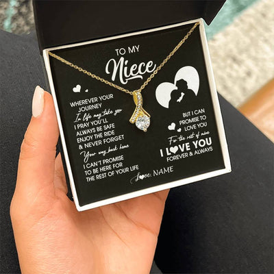 Alluring Beauty Necklace 18K Yellow Gold Finish | 2 | Personalized To My Niece Necklace From Uncle Wherever Your Journey Niece Birthday Gifts Jewelry Graduation Christmas Customized Gift Box Message Card | siriusteestore