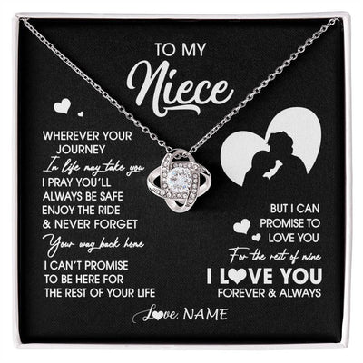Love Knot Necklace 14K White Gold Finish | 1 | Personalized To My Niece Necklace From Uncle Wherever Your Journey Niece Birthday Gifts Jewelry Graduation Christmas Customized Gift Box Message Card | siriusteestore