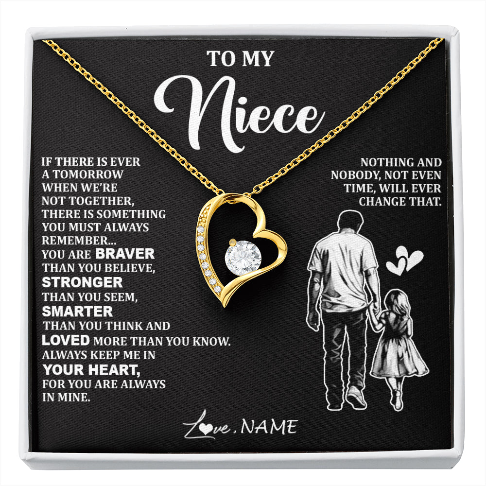 Forever Love Necklace 18K Yellow Gold Finish | 1 | Personalized To My Niece Necklace From Uncle You Are Always In Mine Beautiful Niece Jewelry Gifts Birthday Graduation Christmas With Gift Box Message Card | siriusteestore