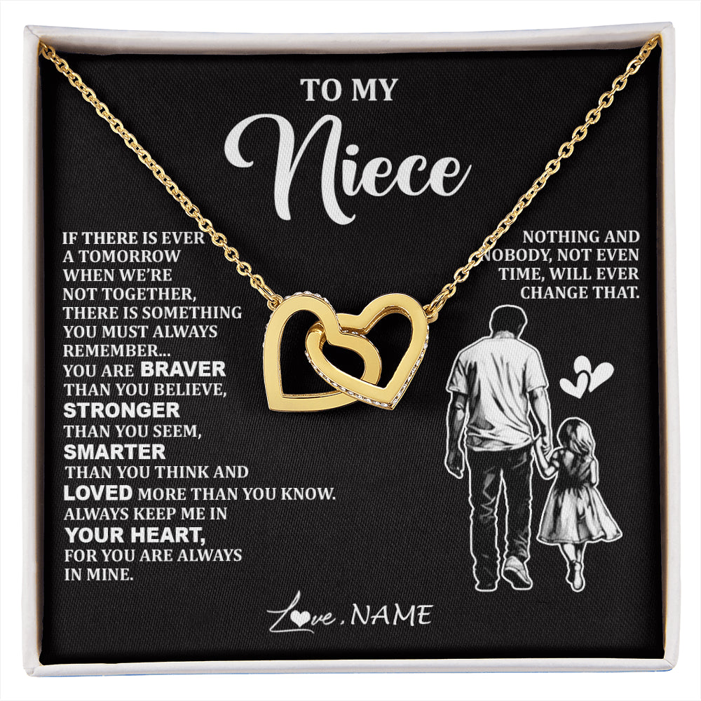 Interlocking Hearts Necklace 18K Yellow Gold Finish | 1 | Personalized To My Niece Necklace From Uncle You Are Always In Mine Beautiful Niece Jewelry Gifts Birthday Graduation Christmas With Gift Box Message Card | siriusteestore