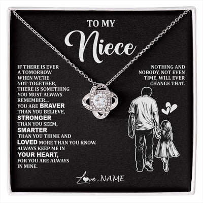 Love Knot Necklace 14K White Gold Finish | 1 | Personalized To My Niece Necklace From Uncle You Are Always In Mine Beautiful Niece Jewelry Gifts Birthday Graduation Christmas With Gift Box Message Card | siriusteestore