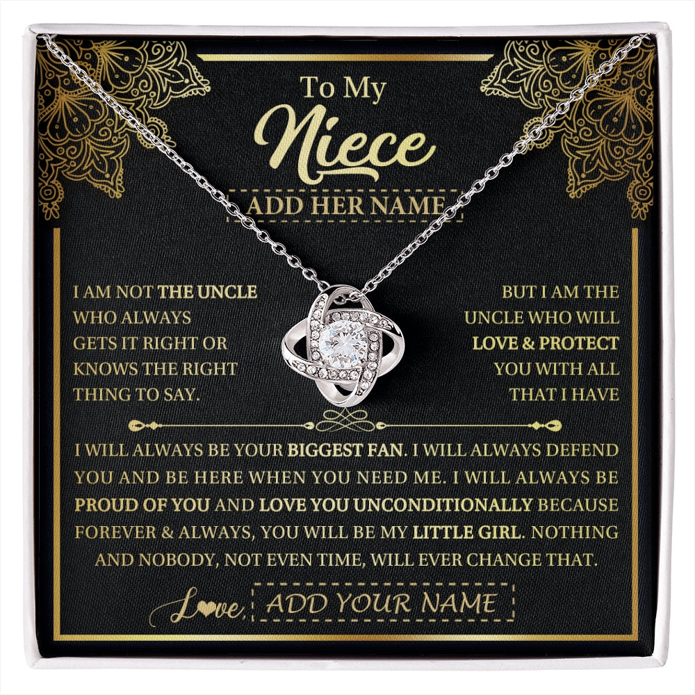 Love Knot Necklace 14K White Gold Finish | 1 | Personalized To My Niece Necklace From Uncle Your Biggest Fan Birthday Gifts For Niece Gifts Graduation Christmas Jewelry Customized Gift Box Message Card | siriusteestore.myshopify